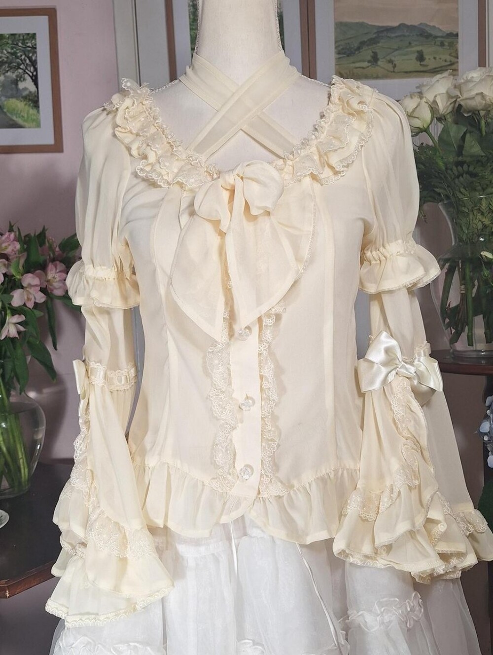 🤍 Baby, the Stars Shine Bright Ivory Blouse with Detachable Princess Sleeves 🎀